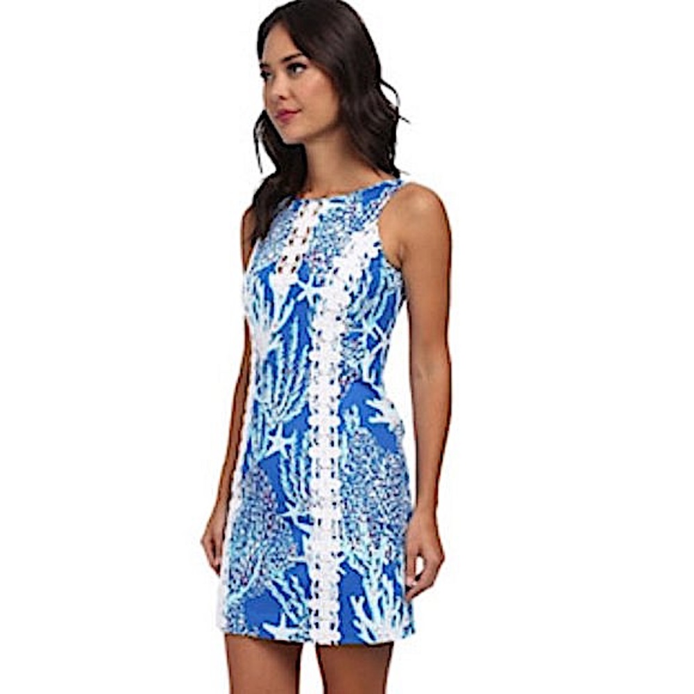 Lilly Pulitzer Blue and White Sleeveless Shift Dress - Picture 5 of 13